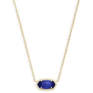 Elisa Gold Pendant Necklace Cobalt Blue Stone